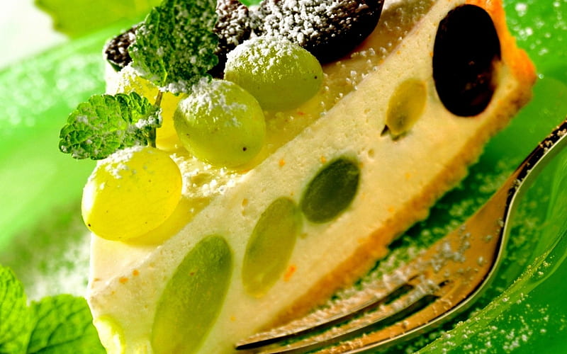 Grape Cake, cake, grape, delicious, green, food, cream, dessert, sweet, HD wallpaper