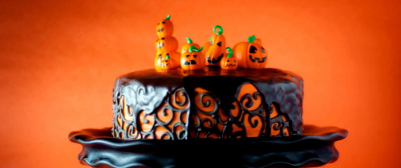 Chocolate Orange Layer Cake, Orange, Chocolate, Pumpkins, Cake, Halloween, Layer, HD wallpaper