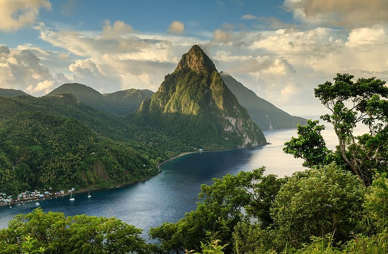Landscape, Mountains, Mountain, Tropics, Volcano, River, , Saint Lucia, Soufriere, HD wallpaper