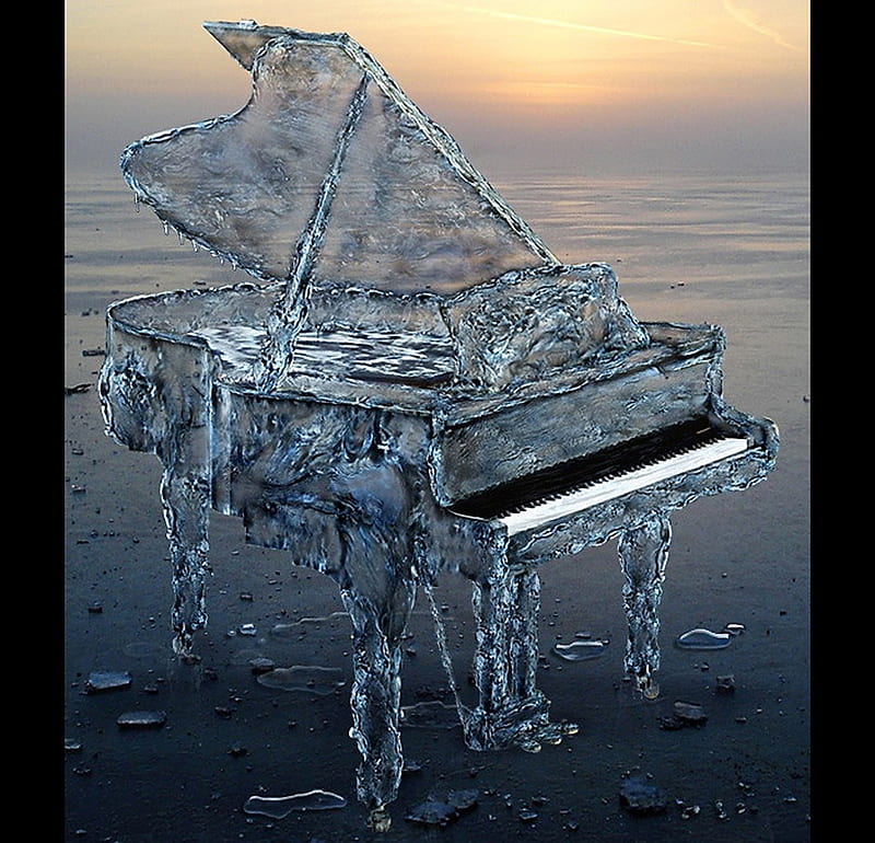 Water Piano, art, 3d, water, abstract, piano, HD wallpaper