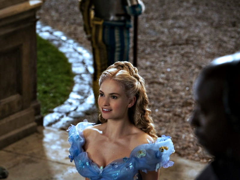 Cinderella (2015), Cinderella, Lily James, movie, blonde, woman, fantasy, girl, actress, disney, blue, HD wallpaper