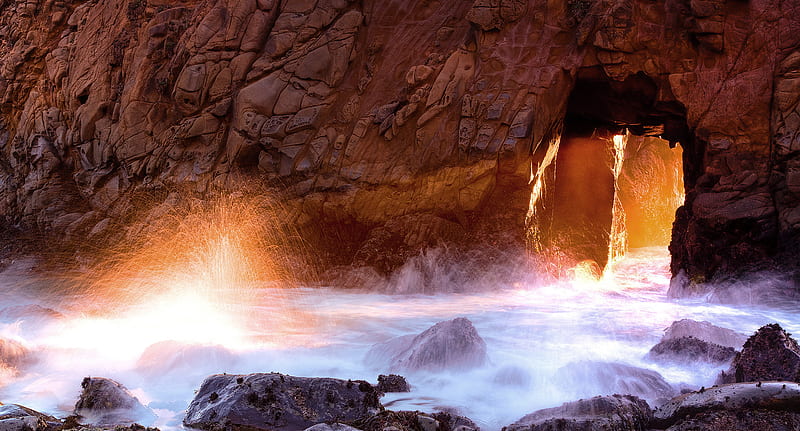 rough waters, rocks, graphy, water, wet, rapids, spout, bonito, cave, HD wallpaper