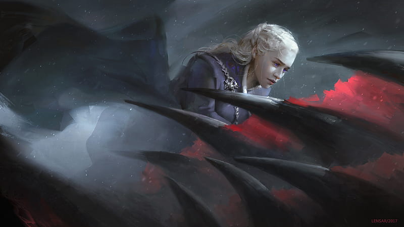 Daenerys Targaryen Game Of Thrones Dragon Artwork, daenerys-targaryen, game-of-thrones, tv-shows, dragon, artwork, artist, digital-art, HD wallpaper