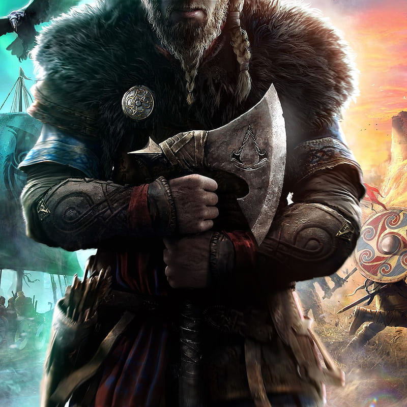 Assassin, axe, creed, gamer, games, hero, history, ragnar, valhalla, vikings, HD phone wallpaper