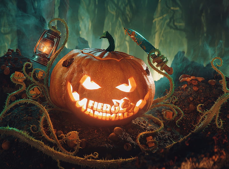 Halloween 2020 Ultra, Holidays, Halloween, dark, Pumpkin, Woods, Scary, Spooky, Holiday, jack o lantern, carving, carved pumpkin, HD wallpaper