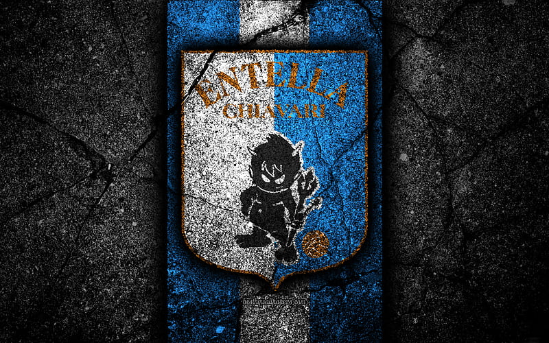 Entella FC, logo, Serie B, football, black stone, Italian football club, soccer, emblem, Entella, asphalt texture, Italy, FC Entella, HD wallpaper