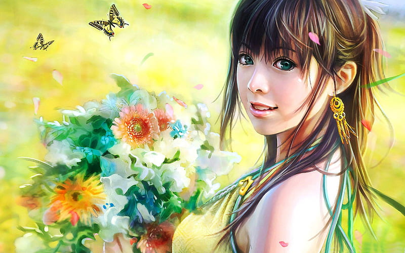 smiling girl-Amazing Artistic Painting, HD wallpaper