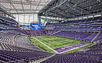 US Bank Stadium, Minneapolis, Minnesota, United States, Minnesota Vikings stadium, American football stadium, grandstand view of the inside, NFL, USA, Vikings stadium, HD wallpaper