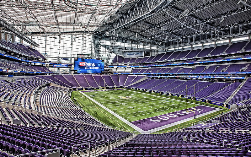 US Bank Stadium, Minneapolis, Minnesota, United States, Minnesota Vikings stadium, American football stadium, grandstand view of the inside, NFL, USA, Vikings stadium, HD wallpaper