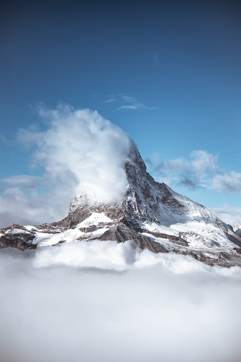 Mountain, peak, clouds, snow, HD phone wallpaper | Peakpx