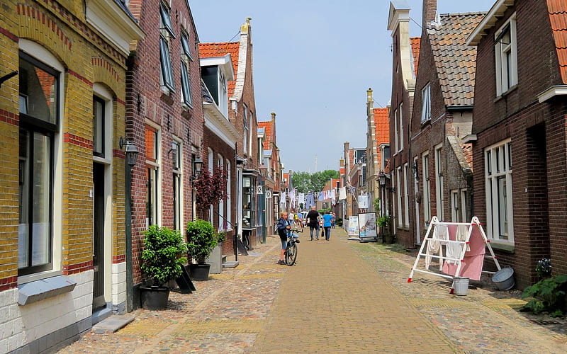 Hindeloopen, Friesland, Netherlands, Netherlands, street, town, houses, HD wallpaper