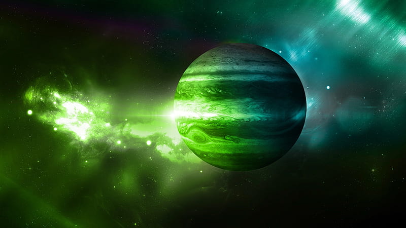planet, green nebula, galaxy, outer space, Space, HD wallpaper