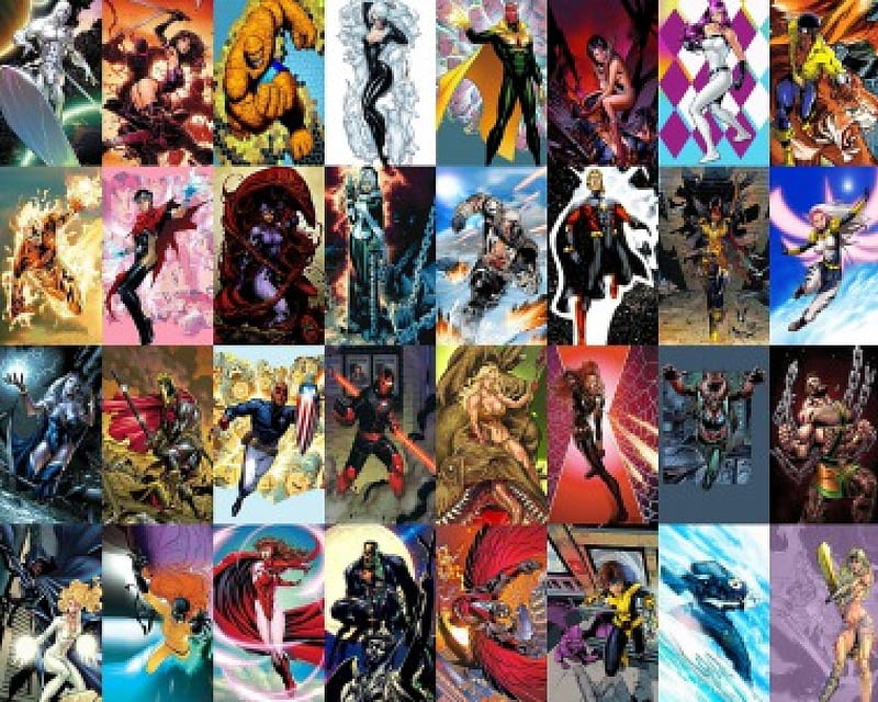 Comic Mix 4, Comics, Hellcat, The Thing, Black Knight, Luke Cage, Cable, Storm, HD wallpaper