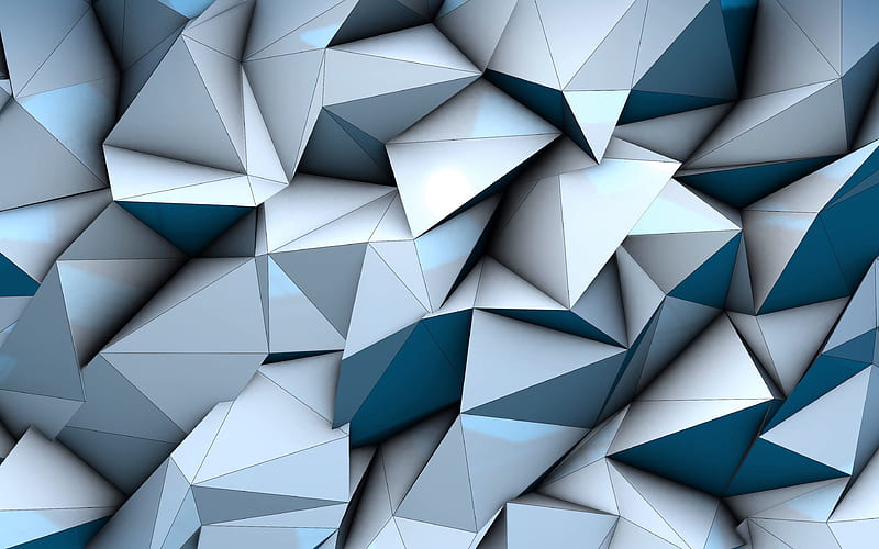blue low poly background 3D textures, geometric shapes, low poly art, blue geometric background, 3D backgrounds, geometric textures, HD wallpaper