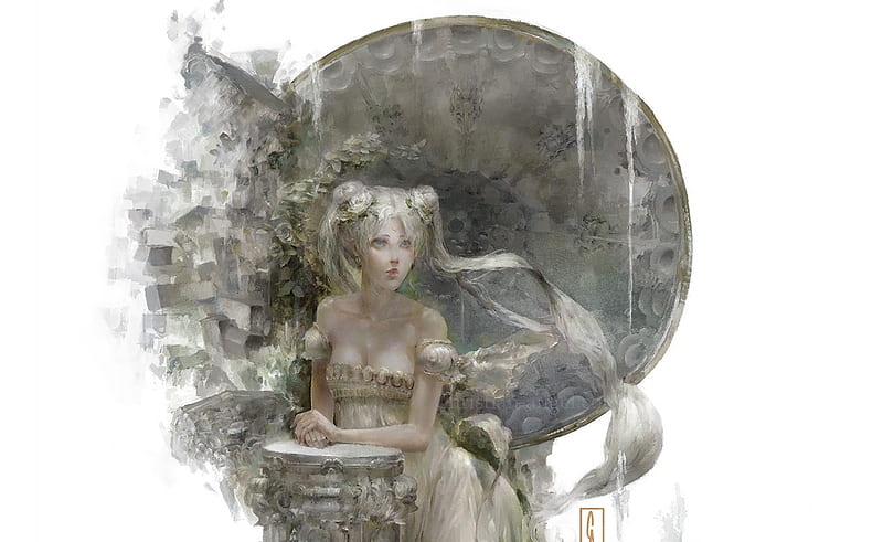 Princess Serenity, art, fantasy, christian angel, luminos, girl, sailor moon, HD wallpaper
