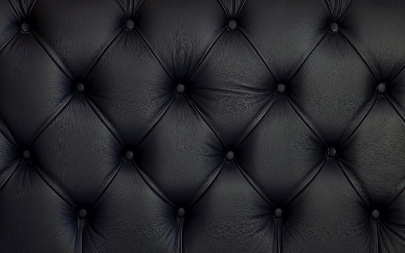 black leather, materials, leather texture, buttons, sofa, HD wallpaper