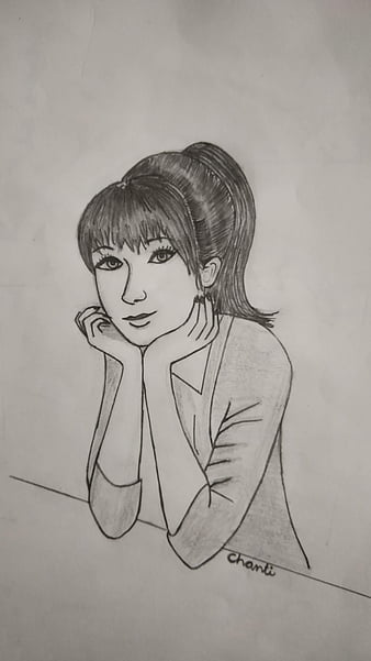 Single continuous line drawing girl studying Vector Image
