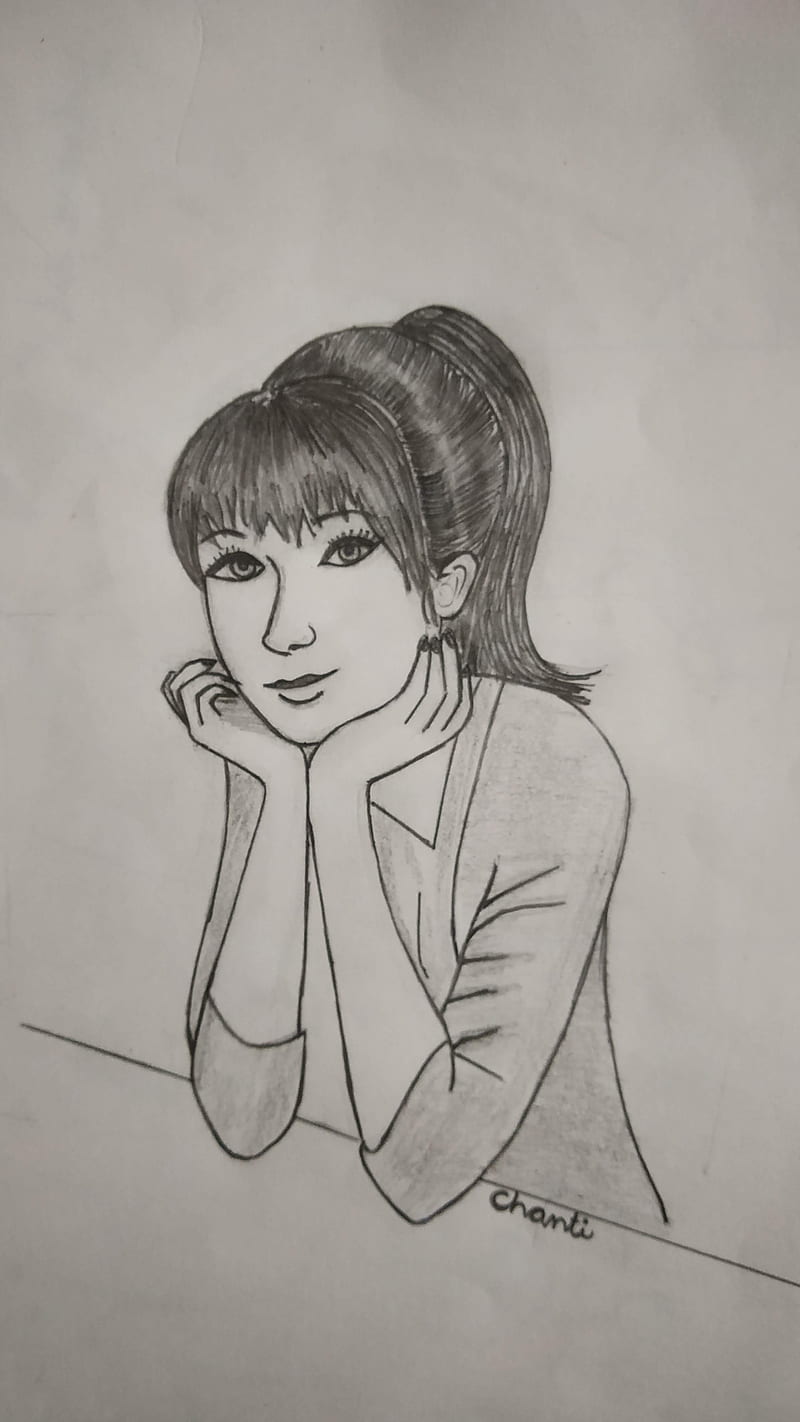 Girl Sketch, pencil sketch, anime, HD phone wallpaper | Peakpx