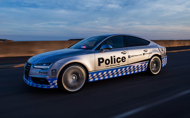 Audi S7 Sportback, 2017, police sport car, new cars, tuning, S7 Police, AU-spec, Audi, HD wallpaper