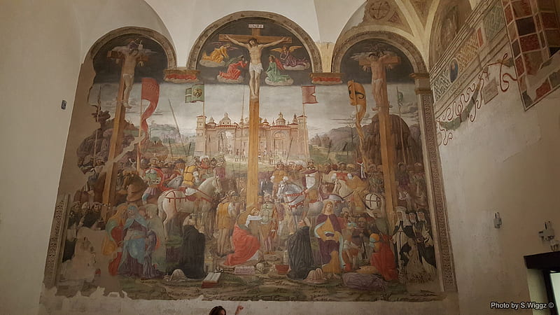 Inside of Santa Maria delle Grazie (Milan Itlay), Europe, Grazie, Milan, Italy, Maria, Painting, Crucifixion, Santa, HD wallpaper