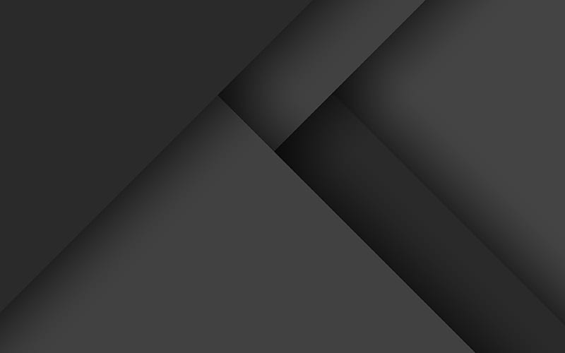 dark material design, gray and black, android, lollipop, triangles, geometric shapes, creative, strips, geometry, material design, gray background, HD wallpaper