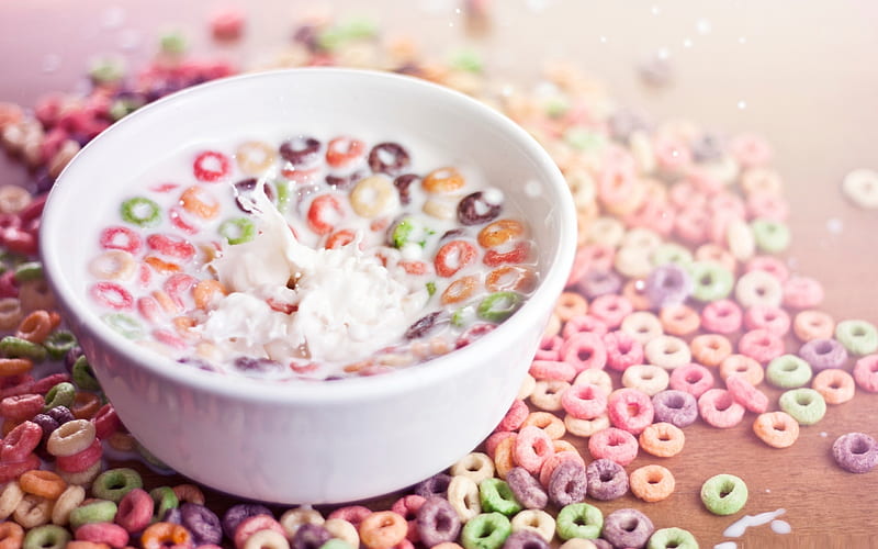 bowl of cereal and milk-sweet foods, HD wallpaper