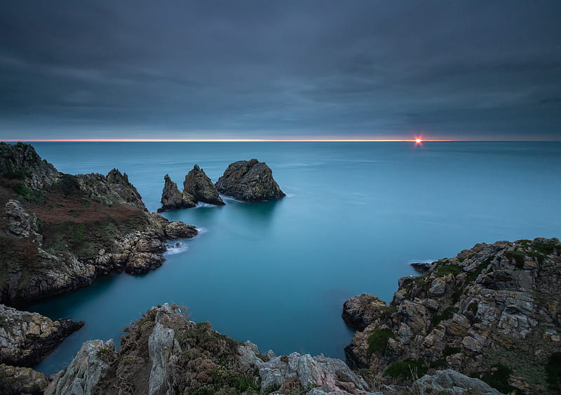 Earth, Ocean, Horizon, Nature, Rock, Sunset, HD wallpaper | Peakpx