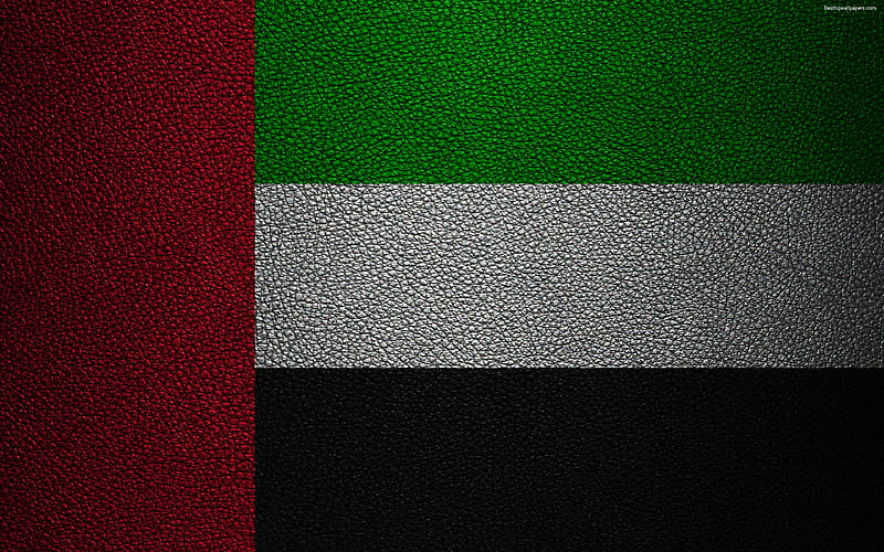Flag of UAE leather texture, Asia, UAE, flags of the world, United Arab Emirates, HD wallpaper