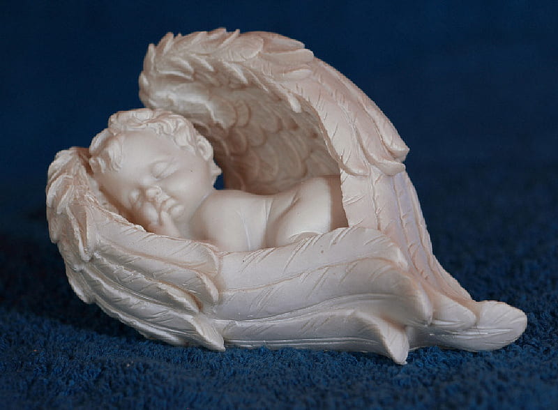 Sleeping Heart-Angel for my lovely friend Gayatri :), white, statue, angel, asleep, HD wallpaper