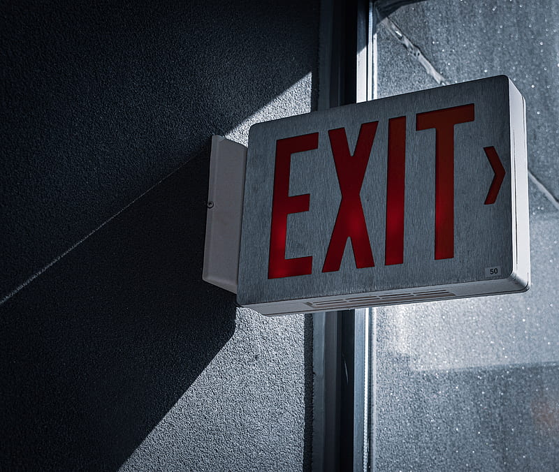 exit, pointer, sign, wall, HD wallpaper