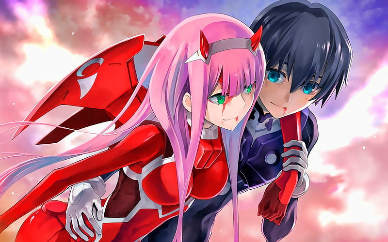 Hiro and Zero Two, battle, manga, protagonists, Darling in the FranXX, Zero Two, Hiro, HD wallpaper