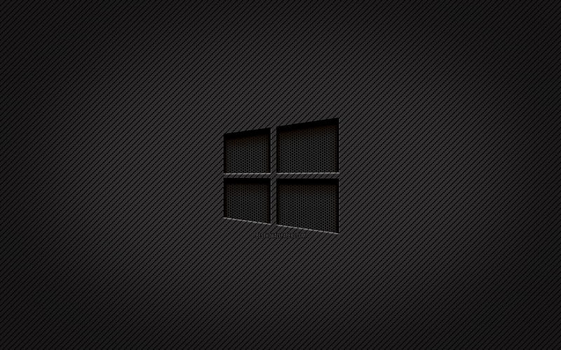 Windows 10 carbon logo, , grunge art, carbon background, creative, Windows 10 black logo, OS, Windows 10 logo, Windows 10, HD wallpaper