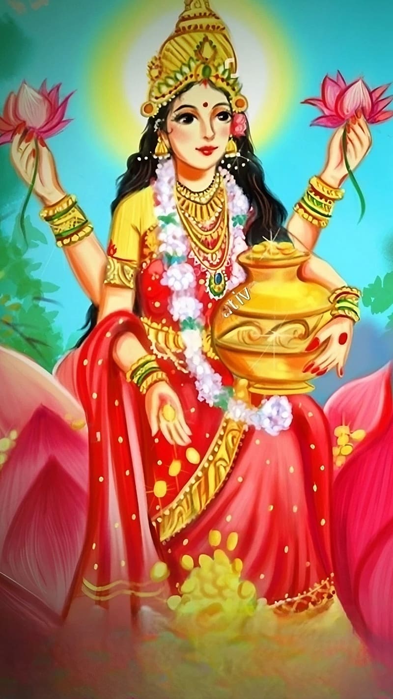 Laxmi Mata , Animated, goddess, mata laxmi, hindu god, HD phone wallpaper