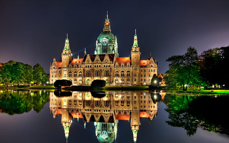 hanover town hall Germany-city architecture, HD wallpaper