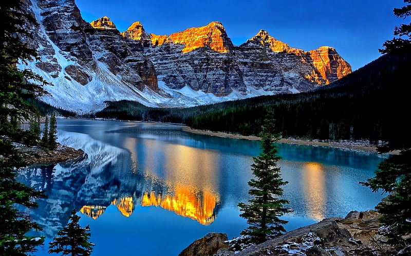 MORAINE LAKE, mountains, banff national park, reflection, valley of the ten peaks, canada, HD wallpaper