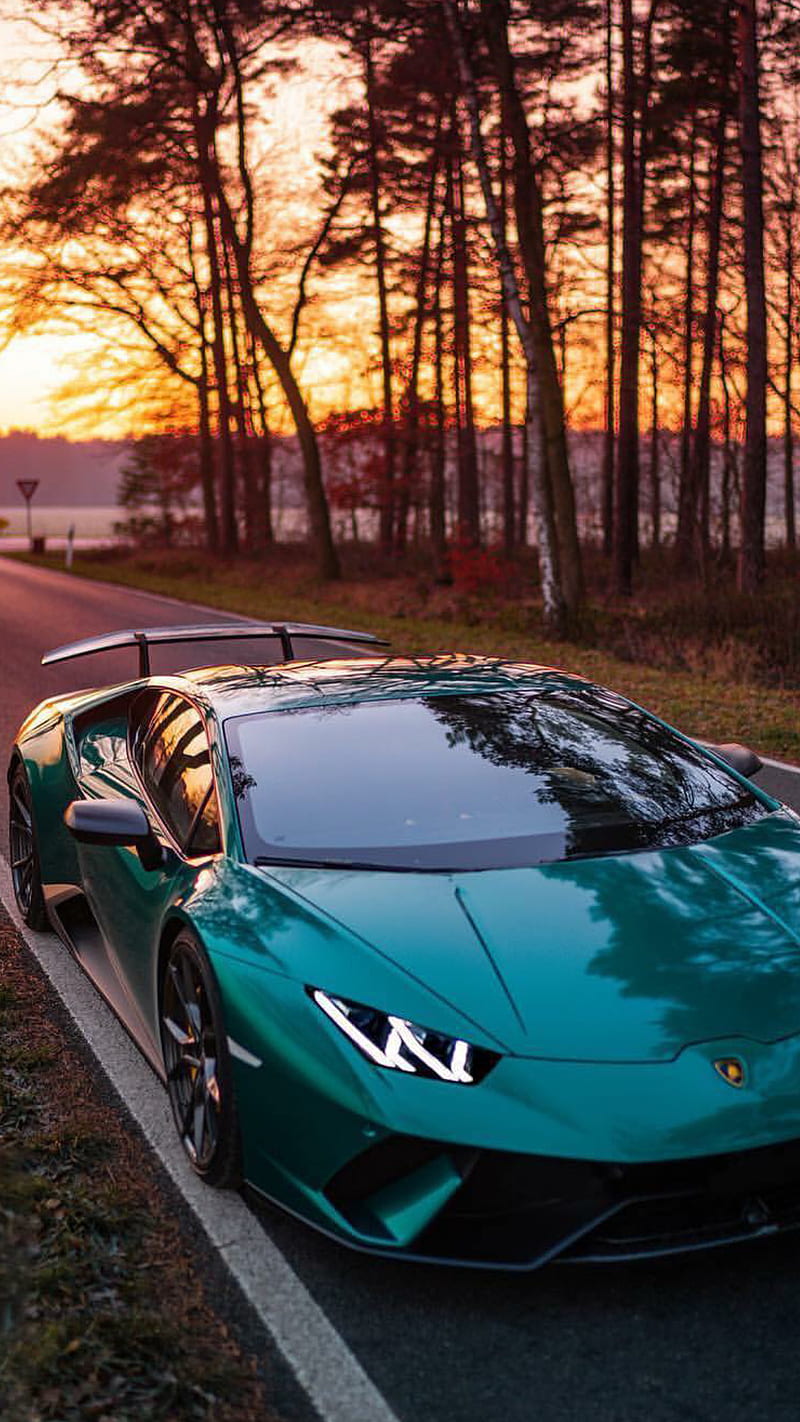 Lamborghini sunset, lamborghini, huracan, coche, superdeportivo deportivo,  performante, Fondo de pantalla de teléfono HD | Peakpx