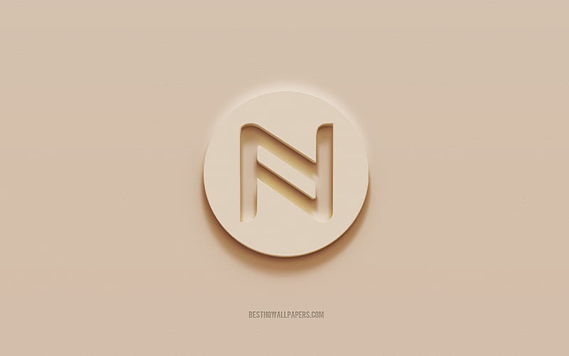 Namecoin logo, brown plaster background, Namecoin 3d logo, cryptocurrency, Namecoin emblem, 3d art, Namecoin, HD wallpaper