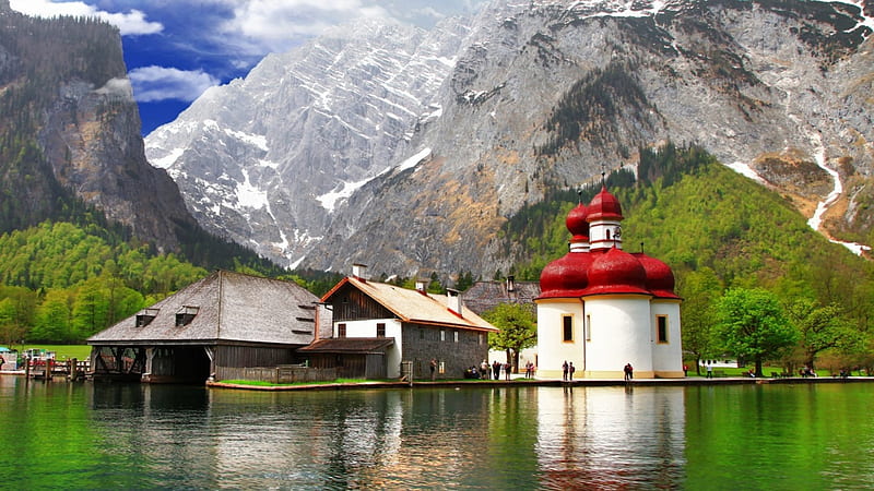Berchtesgaden, Water, Lake, Bavaria, Mountains, HD wallpaper