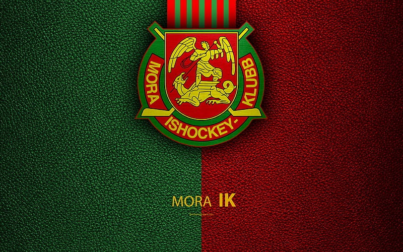 Mora IK Swedish hockey club, SHL, leather texture, Mora logo, Swedish Hockey League, Dalarna, Sweden, hockey, Elitserien, HD wallpaper