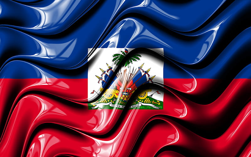 Haitian flag North America, national symbols, Flag of Haiti, 3D art, Haiti, North American countries, Haiti 3D flag, HD wallpaper
