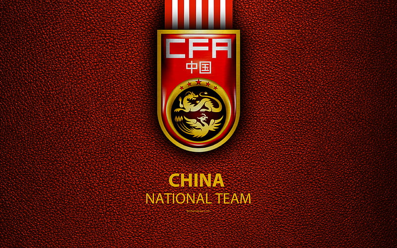 China national football team leather texture, Chinese Football Association, emblem, logo, asia, football, China, HD wallpaper