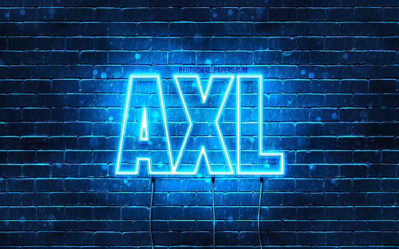 Axl with names, horizontal text, Axl name, Happy Birtay Axl, blue neon lights, with Axl name, HD wallpaper