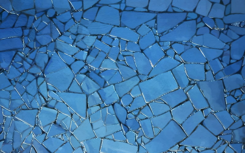 shards of glass, mosaic, broken glass texture, glass splinters, broken glass textures, broken glass, blue backgrounds, glass textures, glass, HD wallpaper