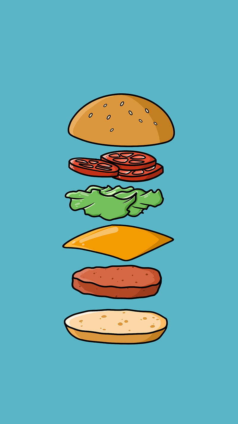 Sectioned Burger, blue, burgerking, cheese, food, mcdonalds, salad, tomato, zio-rapa, HD phone wallpaper