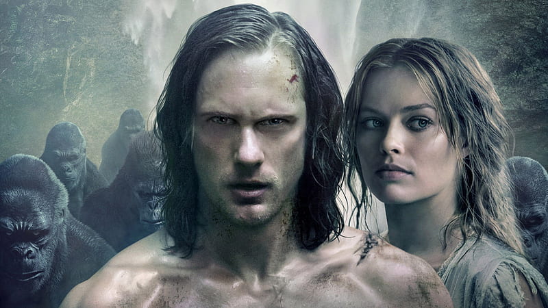 The Legend of Tarzan (2016), poster, the legend of tarzan, movie, man, Margot Robbie, woman, girl, Alexander Skarsgard, actress, love, couple, actor, HD wallpaper