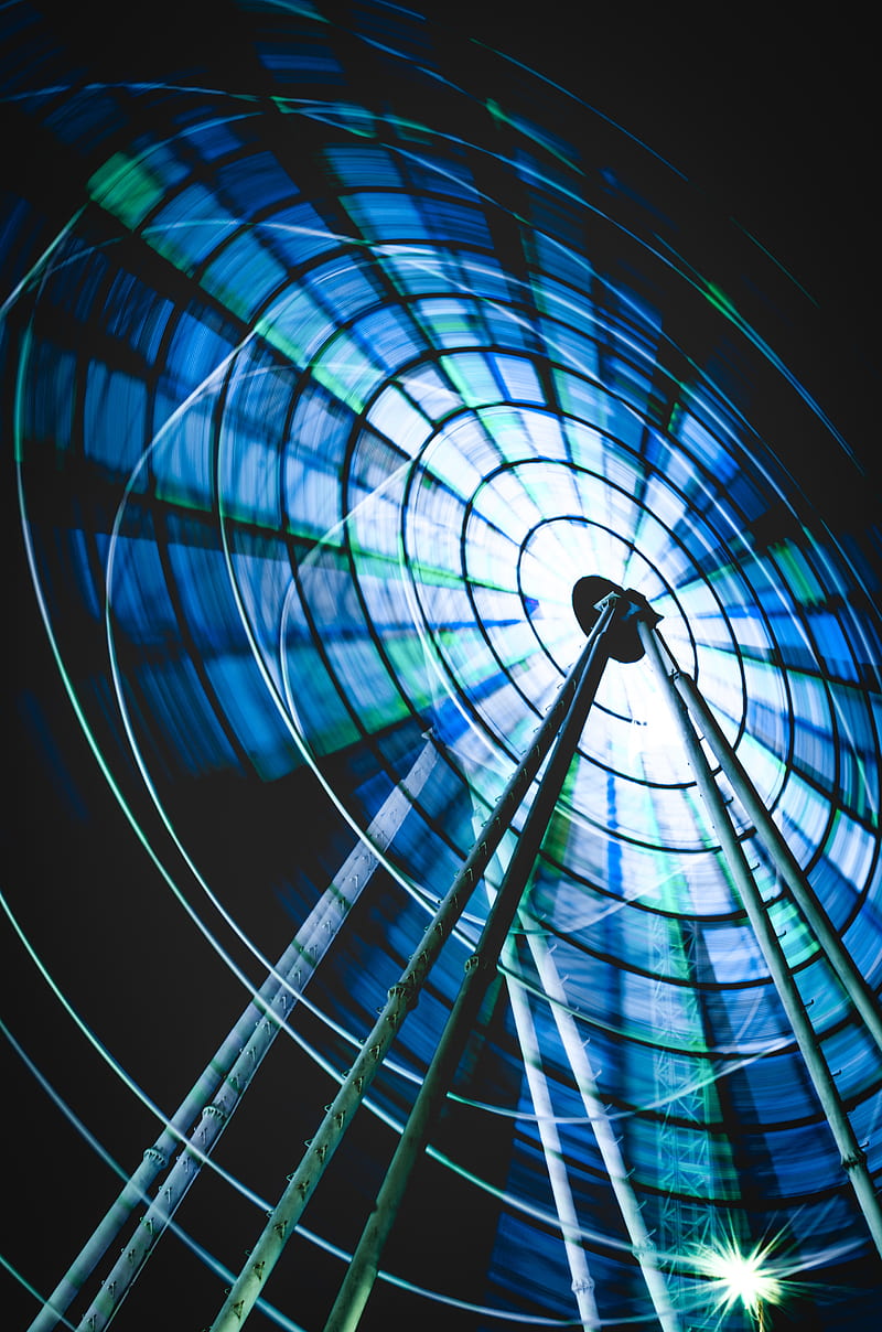 ferris wheel, neon, motion, long exposure, HD phone wallpaper