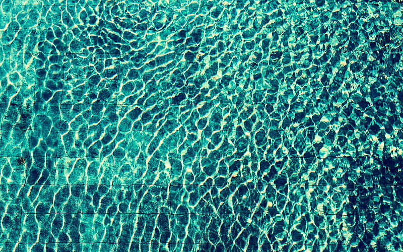 pool, blue water, swimming pool view from above, water texture, HD wallpaper