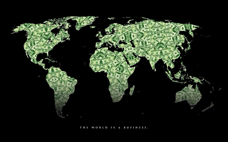 The World Is A Business, world, map, dollar, HD wallpaper