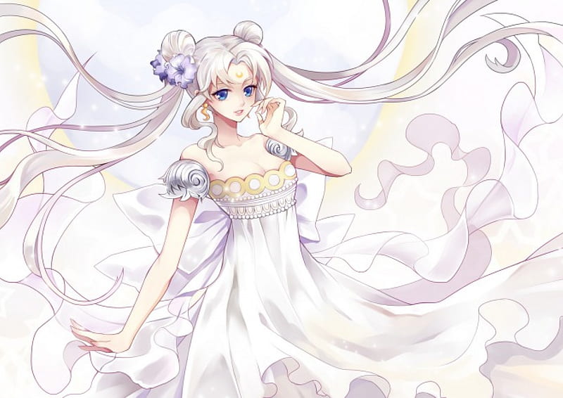 Moon Princess, pretty, dress divine, cg, bonito, sublime, sweet, nice, anime, royalty, sailor moon, beauty, anime girl, longhair, gorgeous, sailormoon, female, lovely, twintail, gown, twintails, twin tails, princess serenity, girl, serenity, silver hair, lady, princess, angelic, maiden, HD wallpaper