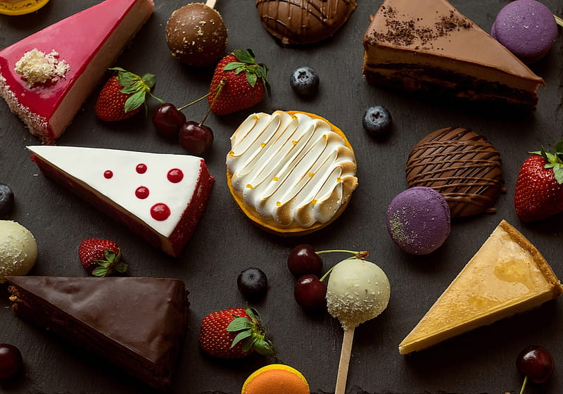 Enjoy!, cake, fruit, candy, cookie, sweets, food, chocolate, dessert, HD wallpaper